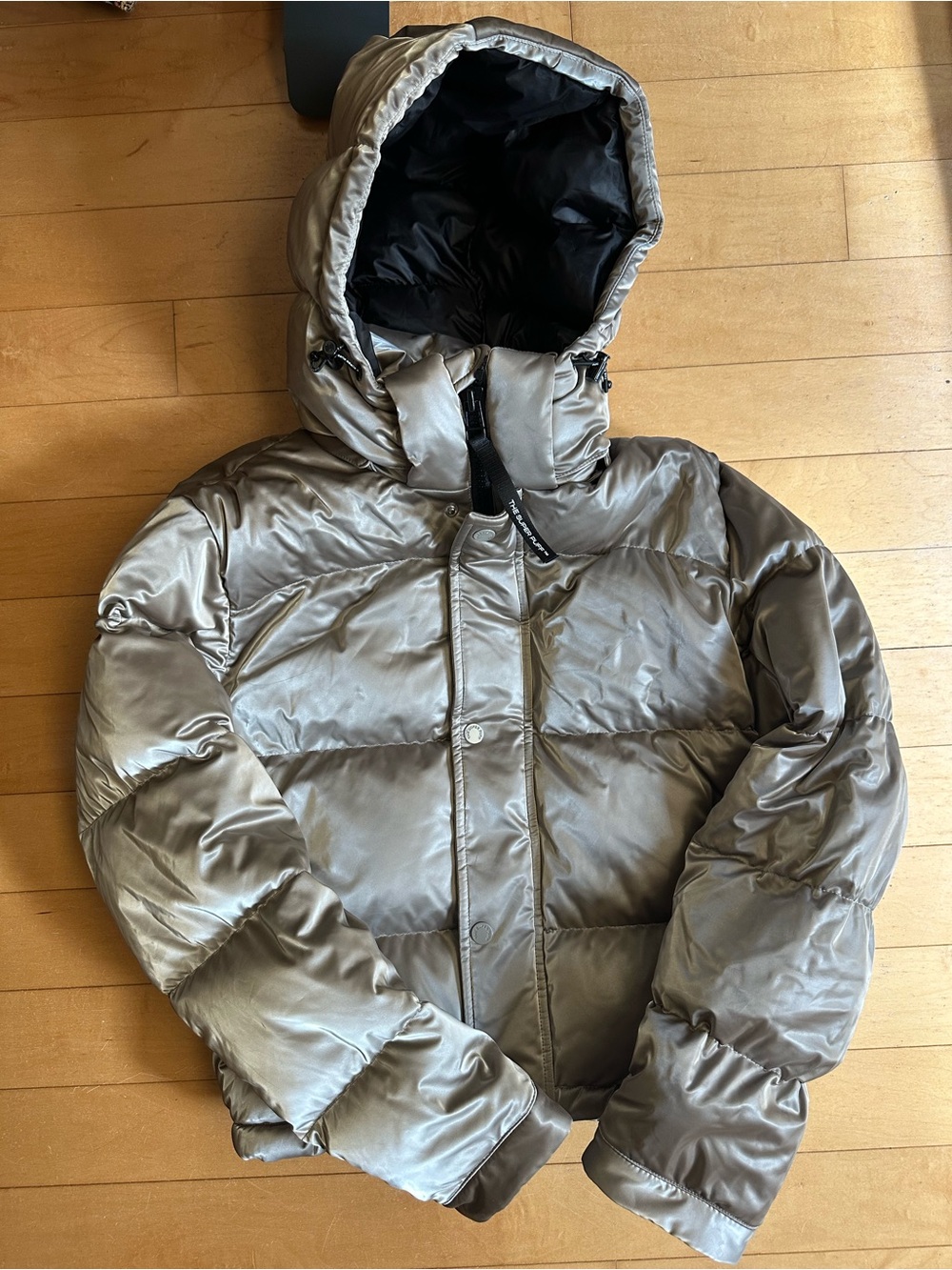 Aritzia Super Puff Cropped Jacket in Metallic Taupe